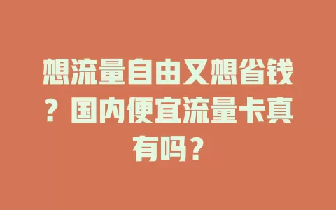 想流量自由又想省钱？国内便宜流量卡真有吗？