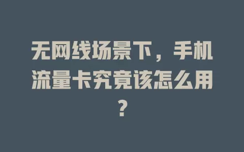 无网线场景下，手机流量卡究竟该怎么用？