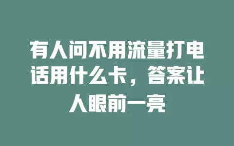 有人问不用流量打电话用什么卡，答案让人眼前一亮