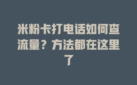 米粉卡打电话如何查流量？方法都在这里了