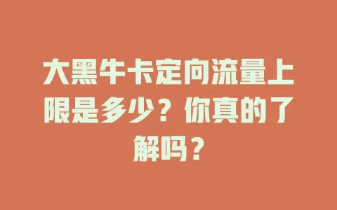 大黑牛卡定向流量上限是多少？你真的了解吗？