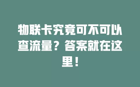 物联卡究竟可不可以查流量？答案就在这里！