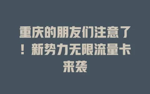 重庆的朋友们注意了！新势力无限流量卡来袭