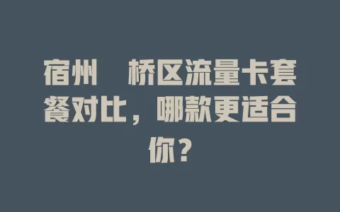 宿州埇桥区流量卡套餐对比，哪款更适合你？