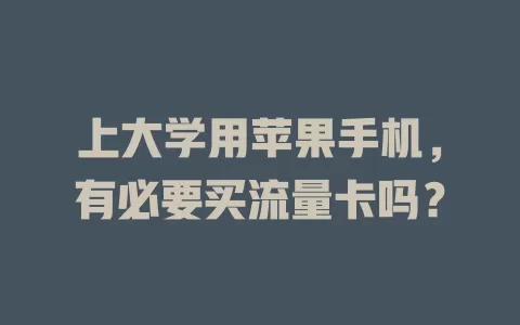 上大学用苹果手机，有必要买流量卡吗？