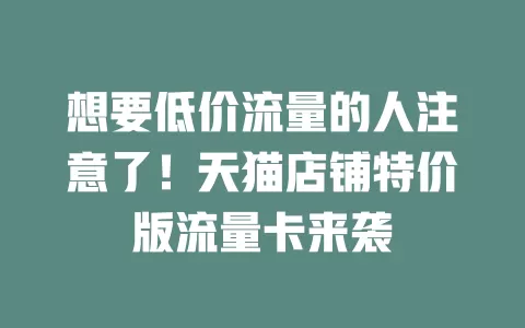 想要低价流量的人注意了！天猫店铺特价版流量卡来袭