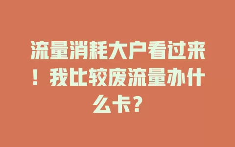 流量消耗大户看过来！我比较废流量办什么卡？