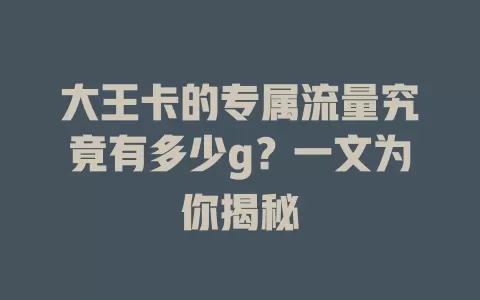 大王卡的专属流量究竟有多少g？一文为你揭秘
