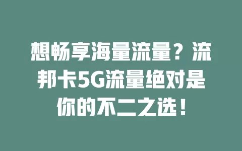 想畅享海量流量？流邦卡5G流量绝对是你的不二之选！