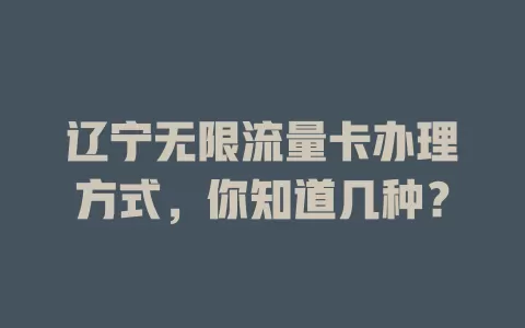 辽宁无限流量卡办理方式，你知道几种？