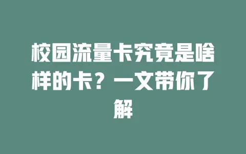校园流量卡究竟是啥样的卡？一文带你了解