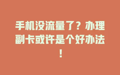 手机没流量了？办理副卡或许是个好办法！