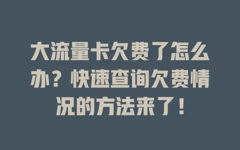 大流量卡欠费了怎么办？快速查询欠费情况的方法来了！