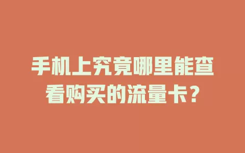 手机上究竟哪里能查看购买的流量卡？