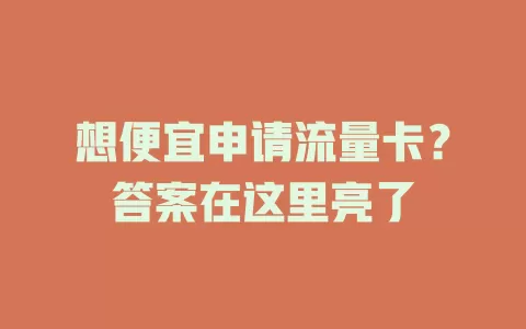 想便宜申请流量卡？答案在这里亮了