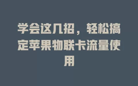 学会这几招，轻松搞定苹果物联卡流量使用