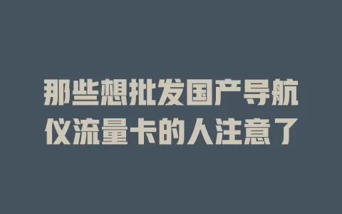 那些想批发国产导航仪流量卡的人注意了