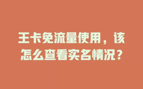 王卡免流量使用，该怎么查看实名情况？