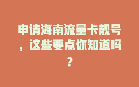 申请海南流量卡靓号，这些要点你知道吗？