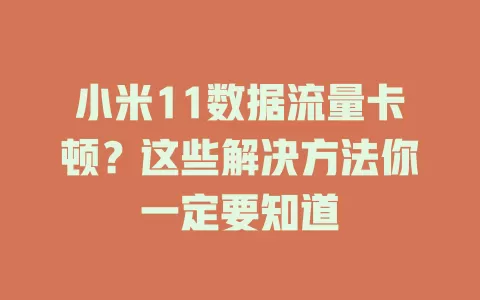 小米11数据流量卡顿？这些解决方法你一定要知道