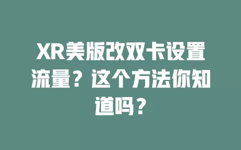 XR美版改双卡设置流量？这个方法你知道吗？