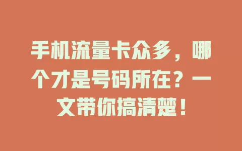 手机流量卡众多，哪个才是号码所在？一文带你搞清楚！