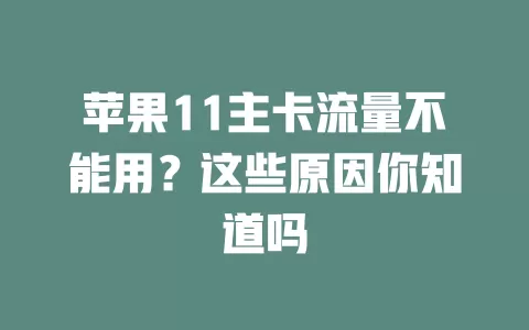 苹果11主卡流量不能用？这些原因你知道吗