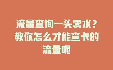 流量查询一头雾水？教你怎么才能查卡的流量呢