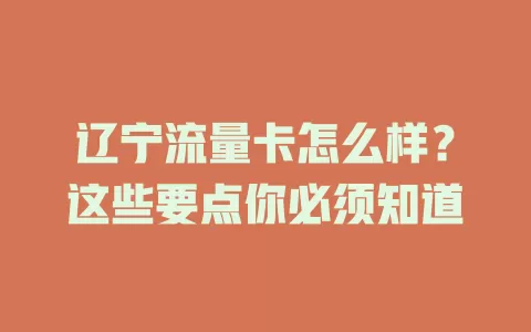 辽宁流量卡怎么样？这些要点你必须知道