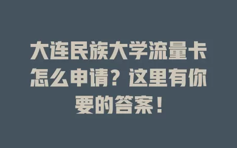 大连民族大学流量卡怎么申请？这里有你要的答案！