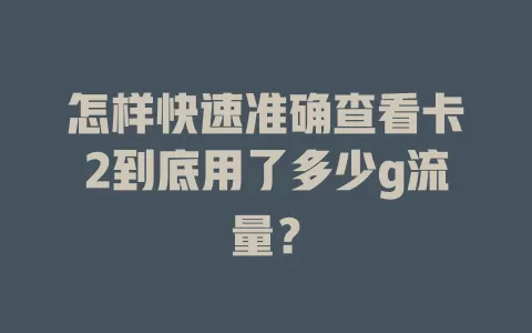 怎样快速准确查看卡2到底用了多少g流量？
