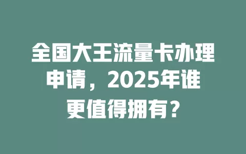 全国大王流量卡办理申请，2025年谁更值得拥有？