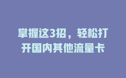 掌握这3招，轻松打开国内其他流量卡