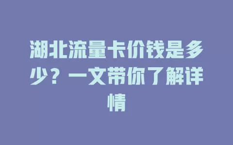 湖北流量卡价钱是多少？一文带你了解详情