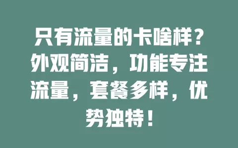 只有流量的卡啥样？外观简洁，功能专注流量，套餐多样，优势独特！