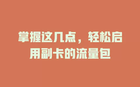掌握这几点，轻松启用副卡的流量包