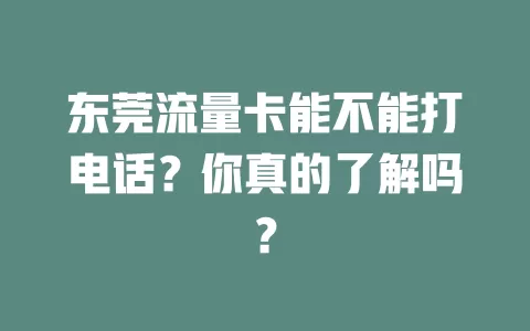 东莞流量卡能不能打电话？你真的了解吗？