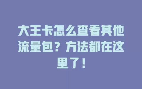大王卡怎么查看其他流量包？方法都在这里了！