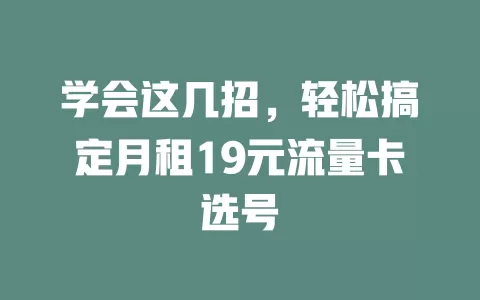学会这几招，轻松搞定月租19元流量卡选号