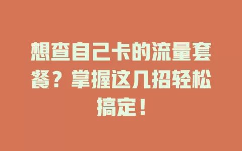 想查自己卡的流量套餐？掌握这几招轻松搞定！