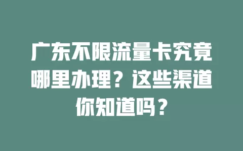 广东不限流量卡究竟哪里办理？这些渠道你知道吗？