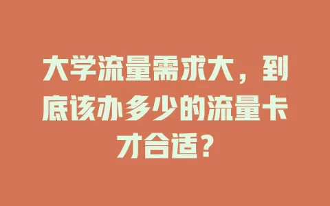 大学流量需求大，到底该办多少的流量卡才合适？