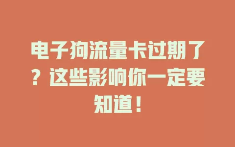 电子狗流量卡过期了？这些影响你一定要知道！