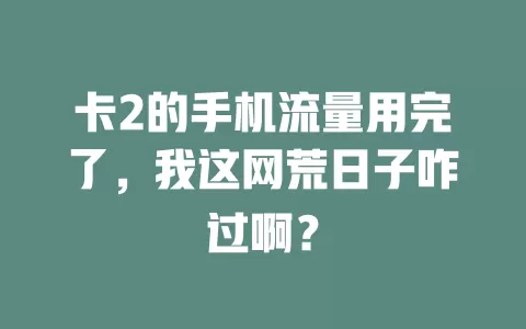 卡2的手机流量用完了，我这网荒日子咋过啊？