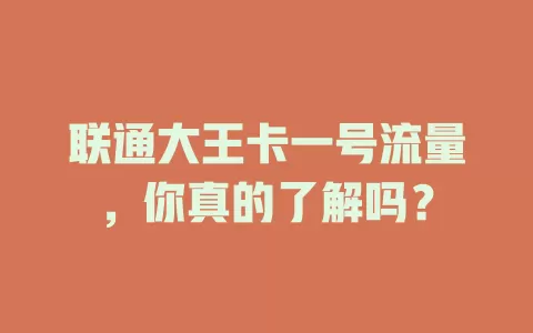 联通大王卡一号流量，你真的了解吗？