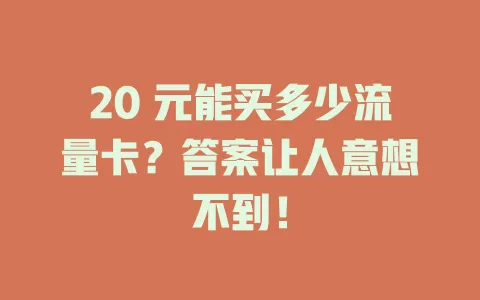 20 元能买多少流量卡？答案让人意想不到！