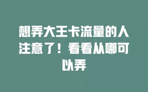 想弄大王卡流量的人注意了！看看从哪可以弄