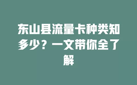 东山县流量卡种类知多少？一文带你全了解
