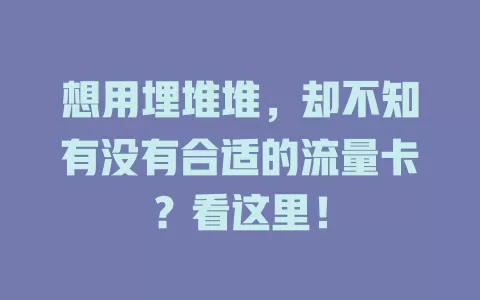 想用埋堆堆，却不知有没有合适的流量卡？看这里！