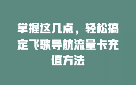 掌握这几点，轻松搞定飞歌导航流量卡充值方法